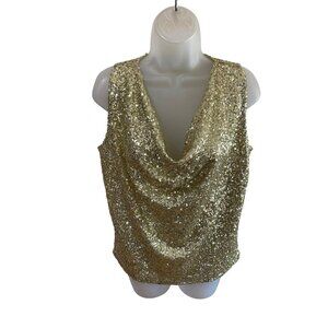 Gold Sequin Cowl Neck Sleeveless Top By Lovers + Friends Elegant Party Glam Xs